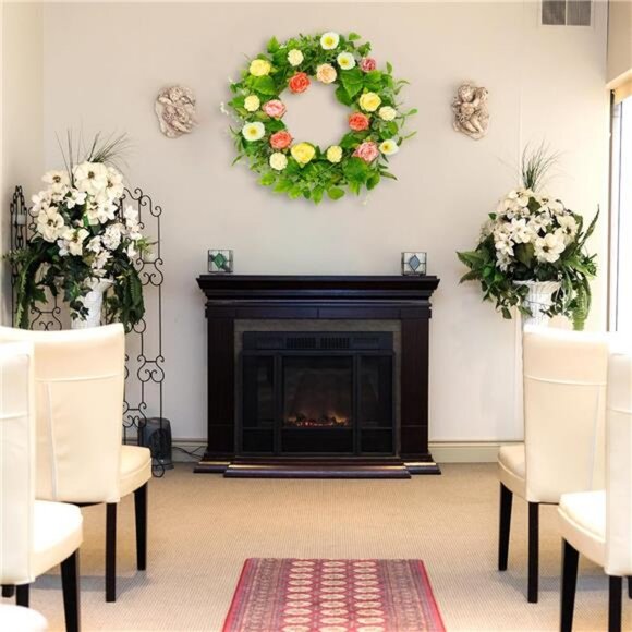 Artificial Spring Summer Wreaths for Front Door Summer Door Wreath Floral - Picture 6 of 8